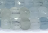 CCU860 15 inches 6mm faceted cube aquamarine beads