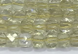 CCU861 15 inches 6mm faceted cube lemon quartz beads