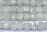 CCU870 15 inches 4mm faceted cube white moonstone beads