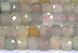 CCU874 15 inches 4mm faceted cube morganite beads