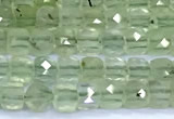 CCU876 15 inches 4mm faceted cube prehnite beads