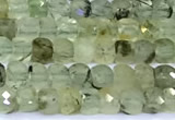 CCU878 15 inches 4mm faceted cube prehnite beads