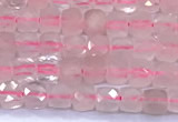 CCU887 15 inches 4mm faceted cube rose quartz beads