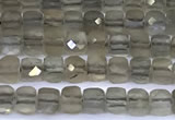 CCU891 15 inches 4mm faceted cube moonstone beads