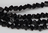 CCU94 15.5 inches 4*4mm cube black agate beads wholesale