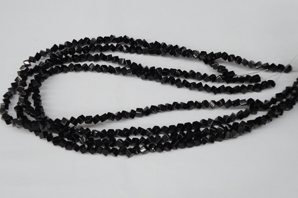 CCU94 15.5 inches 4*4mm cube black agate beads wholesale