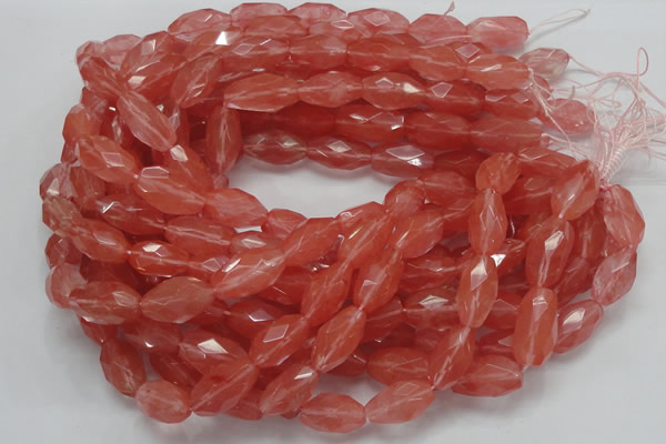 CCY01 15.5 inches 12*22mm faceted rice cherry quartz beads wholesale