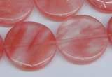 CCY154 15.5 inches 25mm flat round cherry quartz beads wholesale