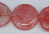 CCY155 15.5 inches 30mm flat round cherry quartz beads wholesale