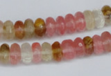 CCY205 15.5 inches 6*10mm faceted rondelle volcano cherry quartz beads