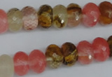 CCY206 15.5 inches 8*12mm faceted rondelle volcano cherry quartz beads