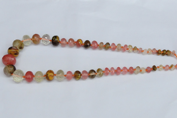 CCY209 4*8mm - 13*18mm faceted rondelle volcano cherry quartz beads