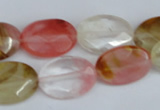 CCY230 15.5 inches 13*18mm faceted oval volcano cherry quartz beads