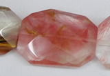 CCY234 30*40mm twisted & faceted rectangle volcano cherry quartz beads