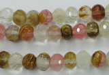 CCY401 15.5 inches 6*8mm faceted rondelle volcano cherry quartz beads