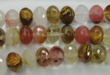 CCY402 15.5 inches 7*10mm faceted rondelle volcano cherry quartz beads