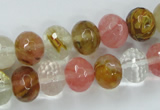 CCY403 15.5 inches 9*12mm faceted rondelle volcano cherry quartz beads