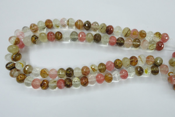 CCY403 15.5 inches 9*12mm faceted rondelle volcano cherry quartz beads