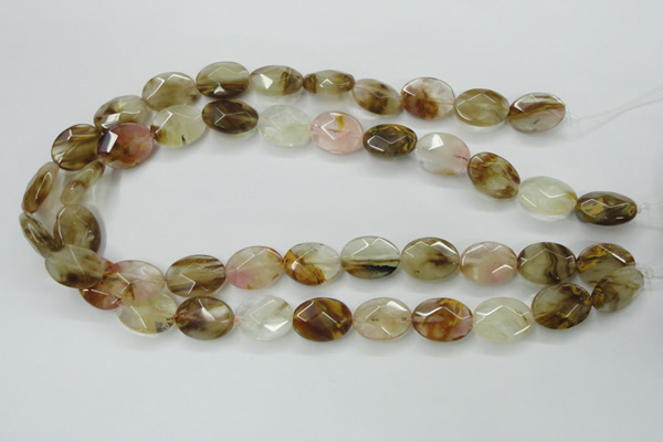 CCY418 15.5 inches 13*18mm faceted oval volcano cherry quartz beads