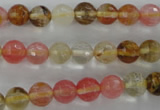 CCY502 15.5 inches 8mm faceted round volcano cherry quartz beads