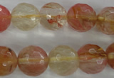 CCY505 15.5 inches 14mm faceted round volcano cherry quartz beads