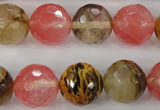 CCY506 15.5 inches 16mm faceted round volcano cherry quartz beads