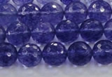 CCY604 15.5 inches 12mm faceted round blue cherry quartz beads