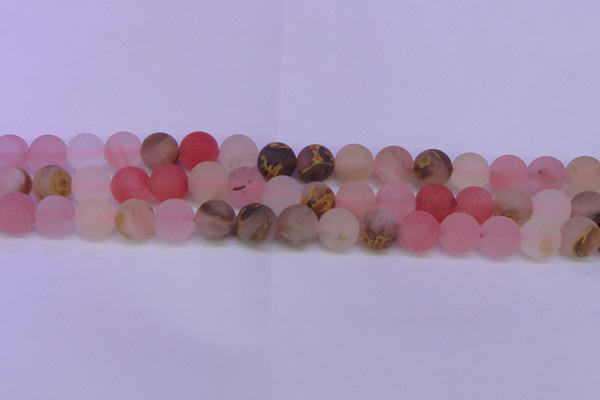 CCY620 15.5 inches 4mm round matte volcano cherry quartz beads