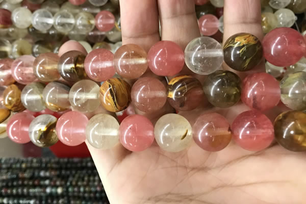 CCY635 15.5 inches 14mm round volcano cherry quartz beads wholesale