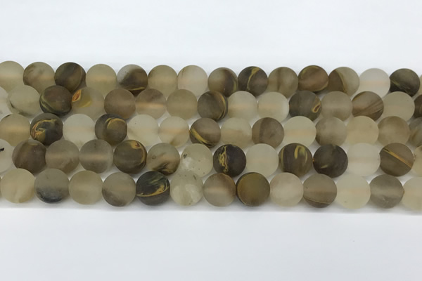 CCY662 15.5 inches 10mm round matte volcano cherry quartz beads