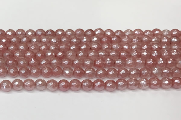 CCY665 15 inches 6mm faceted round AB-color cherry quartz beads