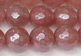 CCY666 15 inches 8mm faceted round AB-color cherry quartz beads