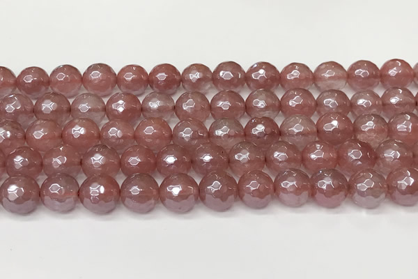 CCY667 15 inches 10mm faceted round AB-color cherry quartz beads