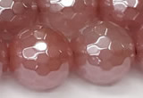 CCY668 15 inches 12mm faceted round AB-color cherry quartz beads