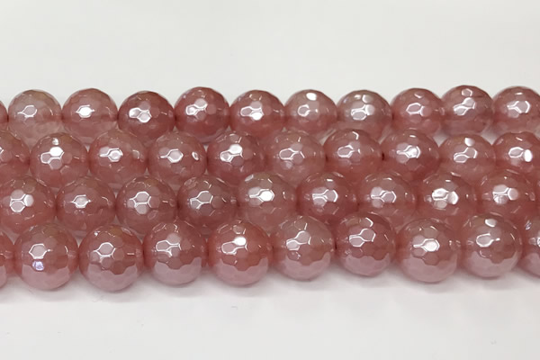 CCY668 15 inches 12mm faceted round AB-color cherry quartz beads