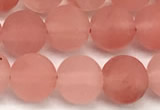 CCY672 15 inches 8mm round matte cherry quartz beads