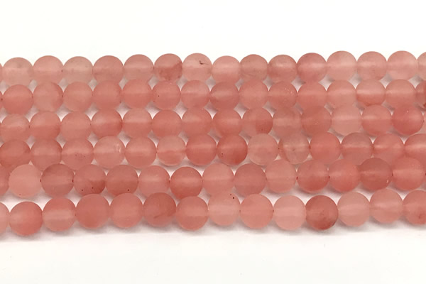 CCY672 15 inches 8mm round matte cherry quartz beads