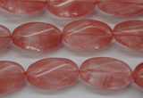 CCY70 15.5 inches 12*20mm twisted oval cherry quartz beads wholesale