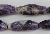 CDA29 15.5 inches 12*30mm – 13*36mm faceted rice dogtooth amethyst beads