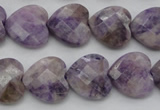 CDA325 15.5 inches 16*16mm faceted heart dyed dogtooth amethyst beads