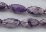 CDA334 15.5 inches 10*20mm faceted rice dyed dogtooth amethyst beads