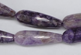 CDA341 15.5 inches 10*30mm faceted teardrop dyed dogtooth amethyst beads