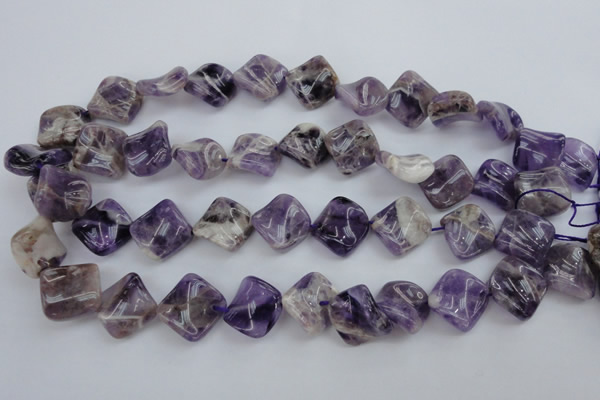 CDA39 15.5 inches 16*16mm twisted diamond dogtooth amethyst beads