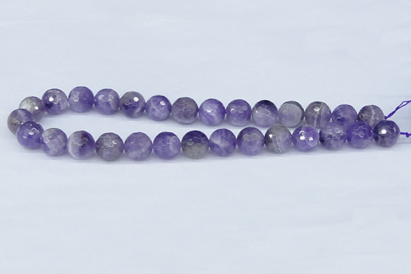 CDA62 15.5 inches 14mm faceted round dogtooth amethyst beads