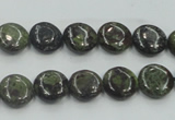 CDB205 15.5 inches 10mm flat round natural dragon blood jasper beads