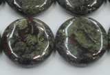 CDB210 15.5 inches 25mm flat round natural dragon blood jasper beads