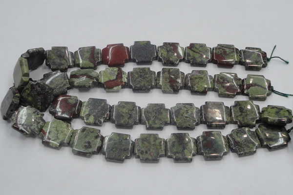 CDB224 15.5 inches 20*20mm cross natural dragon blood jasper beads