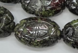 CDB248 15.5 inches 22*30mm carved oval natural dragon blood jasper beads