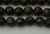 CDB310 15.5 inches 4mm faceted round dragon blood jasper beads