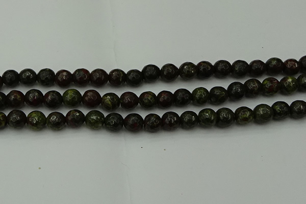 CDB312 15.5 inches 8mm faceted round dragon blood jasper beads